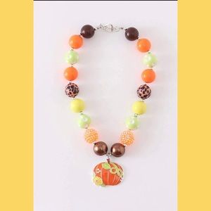 Orange Pumpkin Chunky Bubblegum Necklace